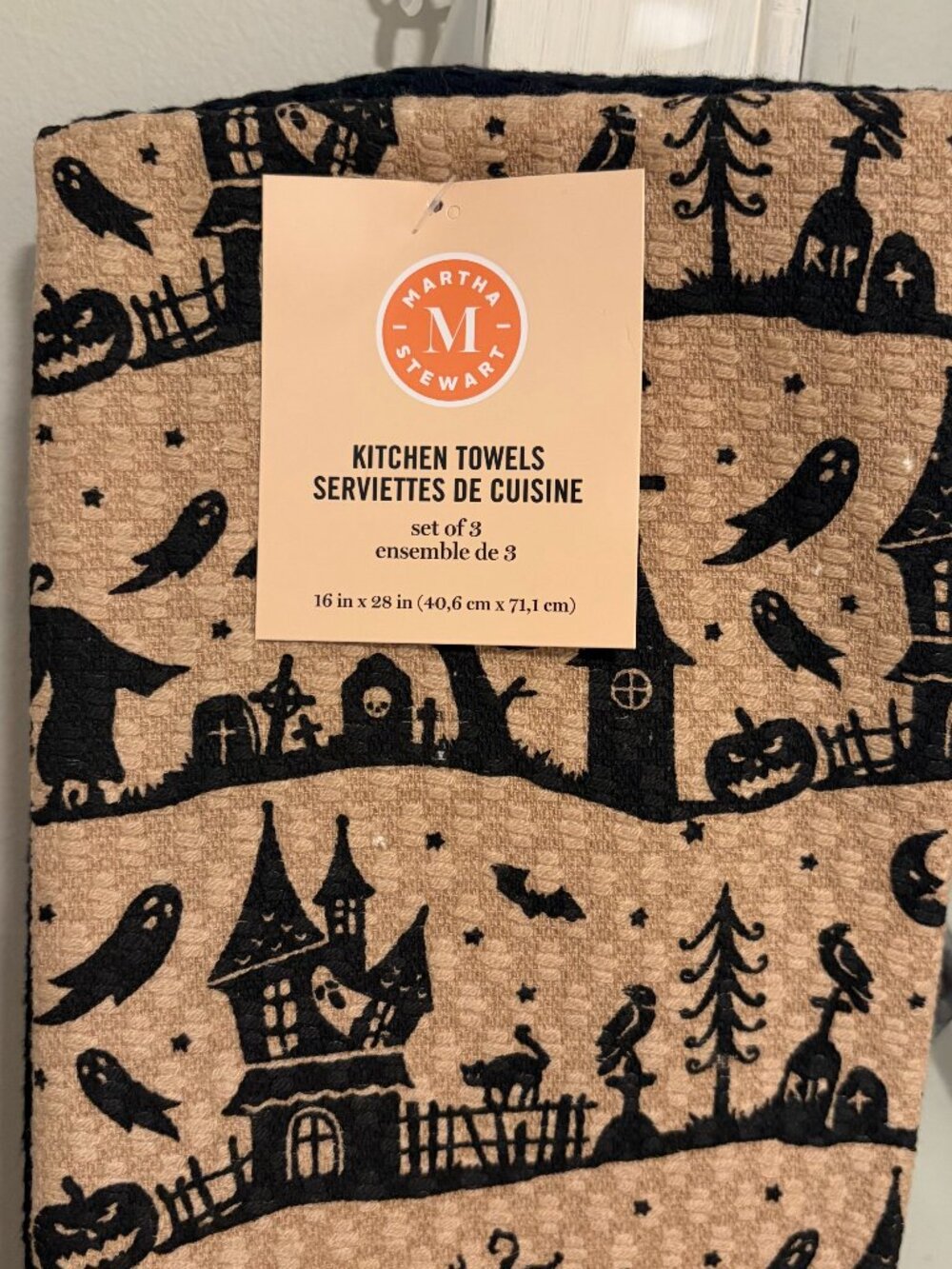 Martha Stewart Halloween Haunted House Kitchen Towel set of 2 NWT cottagecore